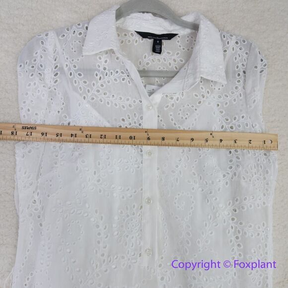New! White House Black Market Long Sleeve Eyelet Shirt Dress mini, size 8 - Picture 10 of 16